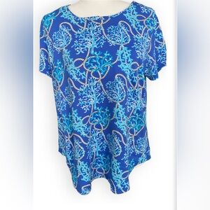 Lulu-B UPF 50 Blue Coral and Rope Short Sleeve Shirt Size L